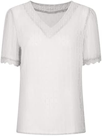 Majica bluza za djevojke Jesen Ljetna odjeća kratki rukav čipka Šifon V izrez Casual Basic Top EK EK