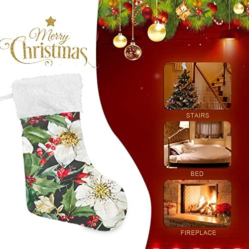 Alaza Božićne čarape Božićni cvijet Classic Personalizirano Veliki ukrasi skladištenja za obiteljski odmor Sezona Party Decor 1 Pack,