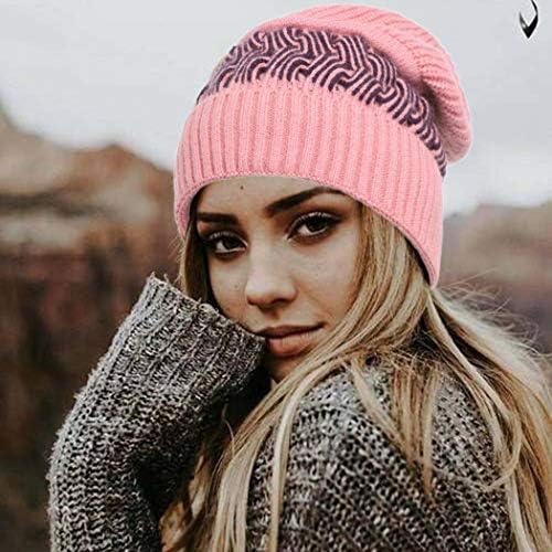 Woee skladišni naučnici Slouchy Beanie Winter Hat ružičasti topli plišani kape mekani debeli kabeli za pletene kapice Stretnje pletene
