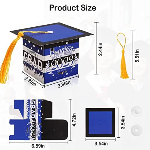 Rancovy 60 komada Diplomski kapa poklon Candy Box 2023 Diplomski party Favoris Blue Diplomski slavi ukras Diplomirani bombonski kutije