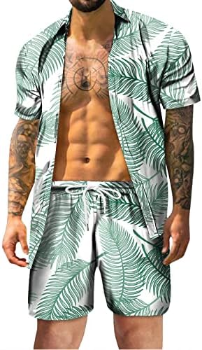 Stoota muške havajske gusjenice Ležerne tipke Down majice kratkih rukava i kratkih odijela za odmor od 2 komada postavljena odijela