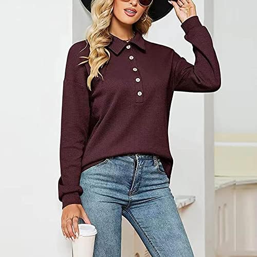 Ženski prevelizirani džemperi modni labavi pletiv dugi rukav puni boja casual top vafle casual top