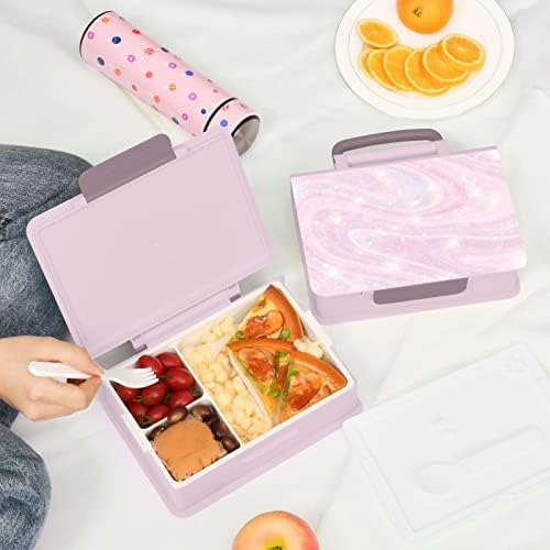 Alaza Rainbow Jedincorn Pink Starry Galaxy Bento ručak BPA-Besplatni kontejneri za propuštanje bez vrha W / FORK & ROON, 1 komad