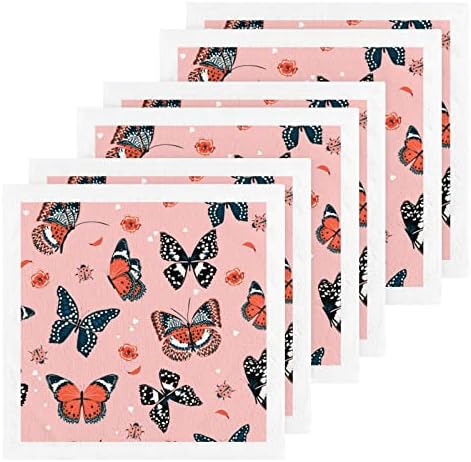 Alaza Perite krpa set Butterfly Ladybug - pakovanje 6, pamučne krpe za lice, visoko upijajući i mekani finstrup ručnici