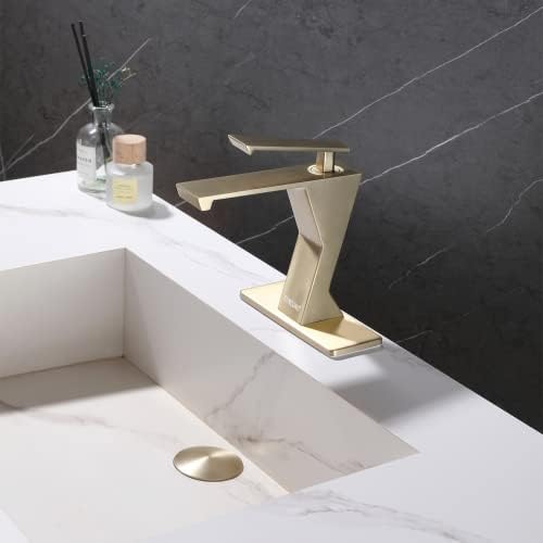 Moderna elegantna zlatna slavina za sudoper 1 rupa ili 3 drži, euncono geometrija mesinga u kupaonici Slavina za sudopcu Single Hang