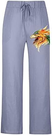 Muške pamučne posteljine hlače Ljeto labavi elastični struk džepovi za vuče hlače, ležerne lagane vintage rastezane pantalone