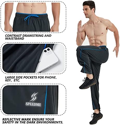 Speedme Muške dukseve sa džepovima Otvorene dno znojne hlače mužjake za vježbanje, teretanu, trčanje, trčanje, atletik, staza, povremeni