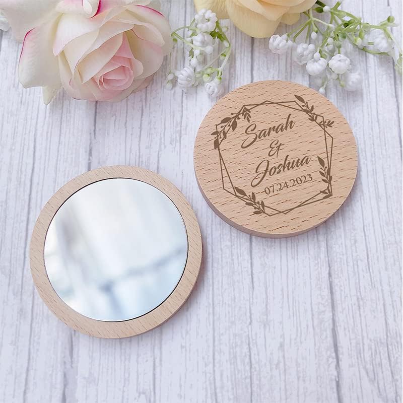 auysolty 6kom personalizirana džepna ogledala vjenčanje Favor Prilagođeno ugravirano drveno ogledalo ženska torbica ogledalo za šminkanje