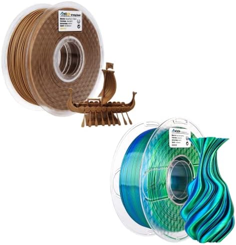 AMOLEN 3D filament pisača, ploča za ploču 1,75 mm dvostruki u boji, svileni plavi zeleni i drveni orah