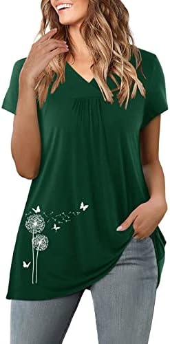 V izrez bluza Djevojke Ljeto Jesen odjeća modna kratka rukava pamučna grafička casual naleted bluza košulja za žene