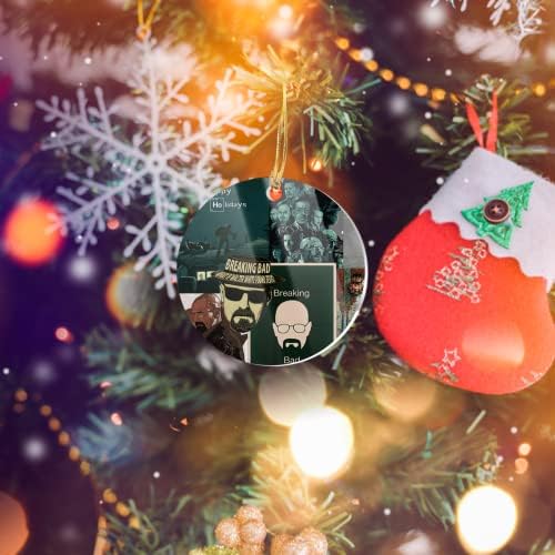Božićno drvo Ornament Breaking X-mas Bad Home Collage Decor akrilni krug za praznike, dekoracija zabave, ukrasi drveća i događaji,