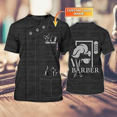 Personalizirano ime Barber Shop Majica Cijela 3D, Barber košulja, Barber majice za muškarce, brijačke majice za žene, brijač