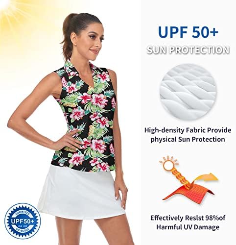 Soneven ženske majice bez rukava bez rukava za golf Brze suhi V-izrez Lagani tenis teniski tenis, 50+ UV zaštita