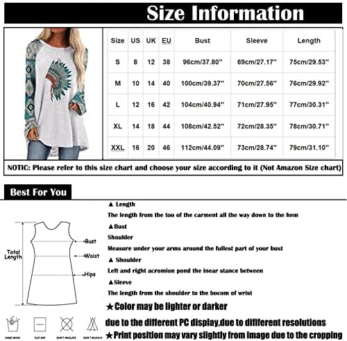 Womens Zapadne košulje Vintage etnički stil Geometrijski print dugih rukava Aztec Tunic Tops Jesen Ležerne bagerijske bluze