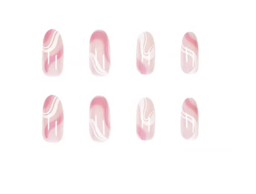 Glamour 24 kom-12size akrilna presa na noktima kratka srednja, badem lepak na noktima za žene višekratna roze i bela traka
