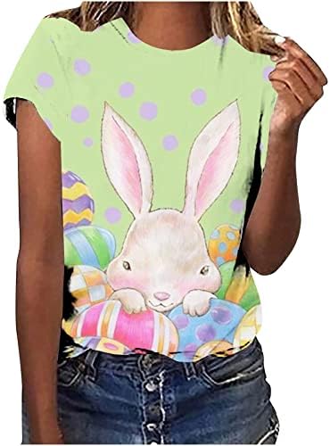 Naittiop Weens vrhovi kratkih rukava Crewneck Easter's Day Ispis majica Cvjetni grafički vrhovi bluze