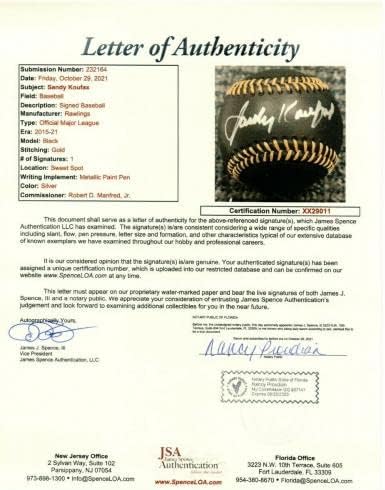Sandy Koufax potpisao je autogramirani Black MLB bejzbol Dodgers srebrni JSA XX29011 - AUTOGREMENA BASEBALLS