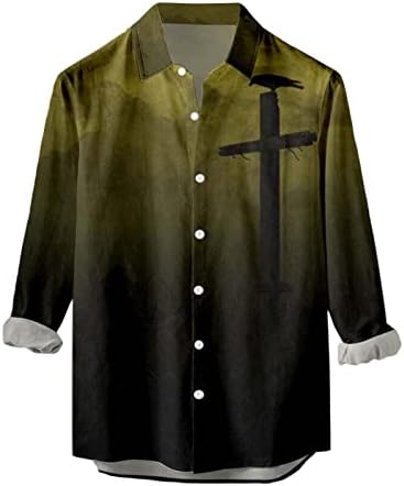 XXBR Halloween gumb dolje majice za muške partiju s dugim rukavima, kostimi košulja košulje na košulju