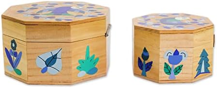 Novica plava i smeđa drvna ručna kutija za ptice, Božja priroda u plavoj boji '