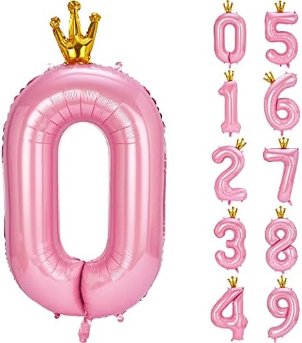40-inčna velika kruna ružičasta broj 9 balon, milarski folijski baloni za helijum za 9. rođendansku zabavu / dječji tuširanje