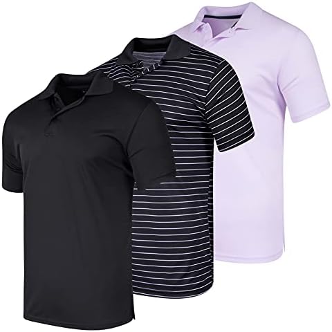 Real Essentials 3 pakovanje: Muška Brzosušeća kratka rukava atletska Polo majica