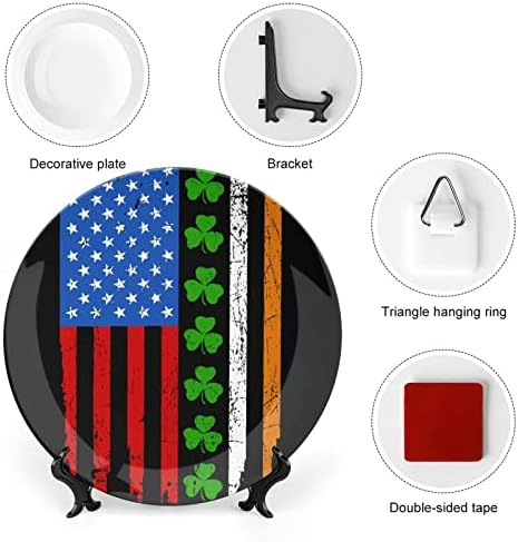 Irska američka zastava Dekorativna ploča okrugla keramička ploča koštana ploča s prikazom za partijski vjenčani dekor