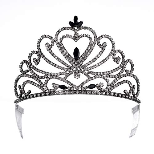 Yzhstone Crown Tiara Crna kraljica kruniše Tiaras žene djevojke rođendanski kostim Prom princeza krune