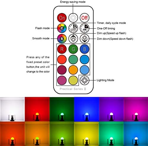 ILC E12 LED Sijalice 5W, RGB koji menja boju, mala bazna kandelabra okrugla sijalica, A15 baza sveća, 5700K Bela 12 boja 2 režima