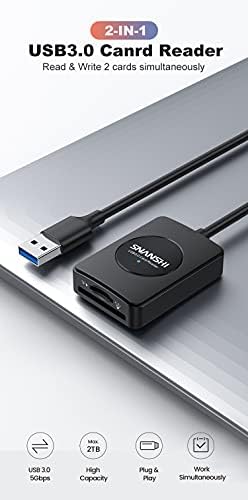 Čitač SD kartica, SNANSHI čitač SD kartica USB 2-u-1 USB 3.0 čitač SD kartica za SDXC, SDHC, SD, MMC, RS-MMC, Micro SDXC, Micro SD,