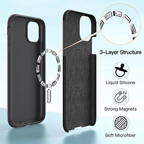 Aulofe Magnetic iPhone 11 Pro Telefonski silikon kompatibilan sa magsafe [protiv ogrebotine za mikrofiber] Slim Comfort Protetive