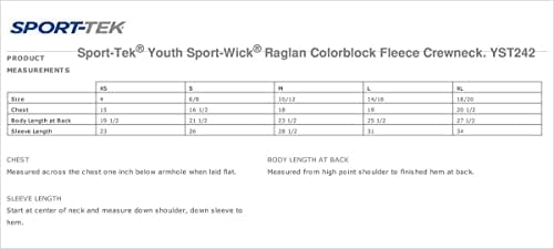 Sport-Tek Sport-Wick Raglan Colorblock Fleece Crewneck -True Royal -M