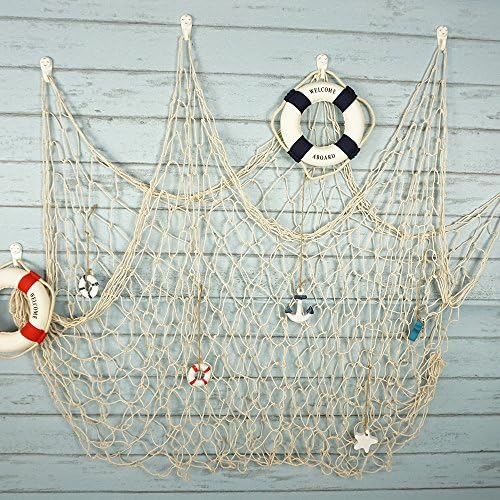 Bilipala ribolov neto dekor, ribolov mreža, zidni viseći dekor, mediteranski stil Fotografiranje ukrasa, kremasto bijelo