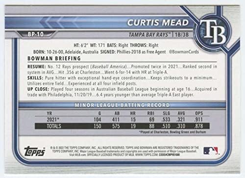 2022 Perspektiva Bowman BP-10 Curtis Mead 1. bowman tampa bay rays MLB bejzbol trgovačka kartica