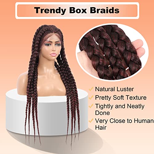 Brinbea 30 Lace Front Box pletene perike za žene bordo pletene perike sa Baby Hair Premium sintetička vlakna čipkasta prednja pletenica