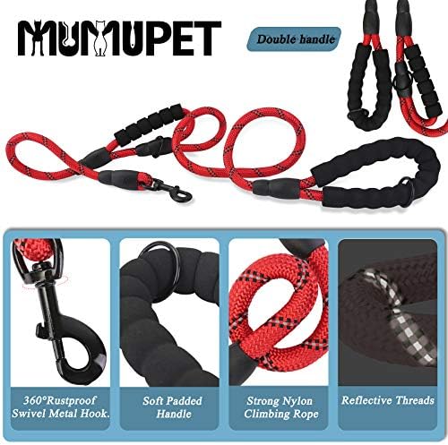 MUMUPET 2 PACK PAG LEASH 5 FT TEŽITELJSKI PASKI LIJEKOVI I 2 FT Snažni povodac sa udobnom podstavljenom ručicom i vrlo reflektirajućom