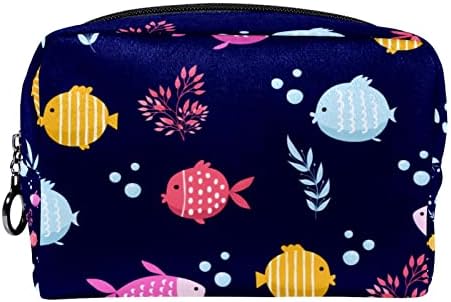 Tbouobt pokloni za muškarce Žene šminke torbe toaletne torbice Male kozmetičke torbe, crtani životinjski ribarski koralj