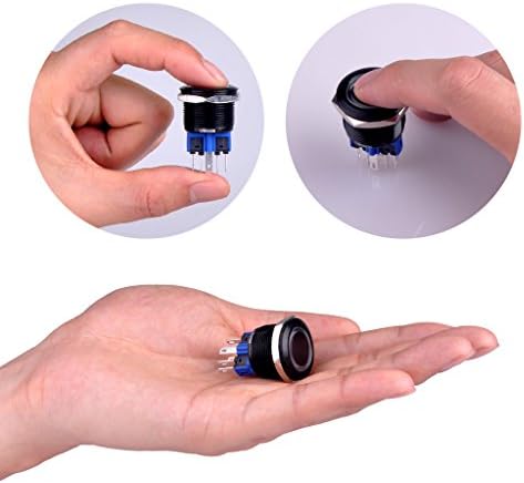 Ulincos trenutni prekidač na dugme U22a1 1no1nc crna metalna školjka sa 12v plavim LED prstenom pogodna za 22mm 7/8 montažnu rupu