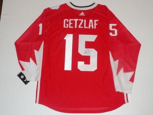 Ryan Getzlaf potpisao / la tim CANADA Svjetski kup hokejanog dresa JSA COA licenciran - autogramirani NHL dresovi
