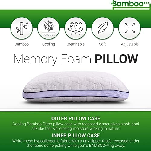 Bamboozzz King size Memory pjenasta jastuk-mekani podesivi isječan jastuk za sjeme za spavanje za sve vrste spavanja - hlađenje udobnosti