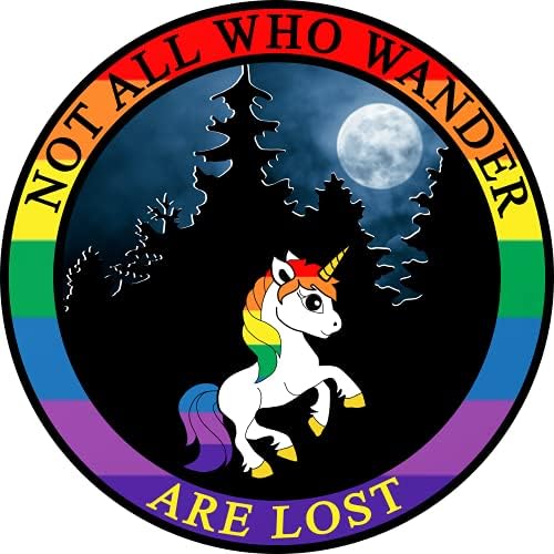 LGBT Unicorn Wanderer naljepnica - Gay Pride Premium vinil naljepnica 3 x 3 inča | za auto automatsko prozor boca sa vodom Hydro-Flask