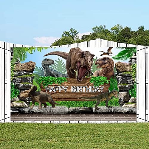Tema dinosaurusa Rođendanska pozadina Baner Dinosaurus Sretan rođendan fotografija pozadina tropska džungla Dinosaurus Svjetska Rođendanska