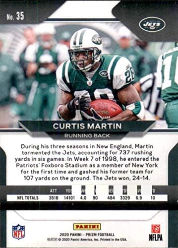 2020 Panini Prizm 35 Curtis Martin New York Jets NFL fudbalska trgovačka kartica