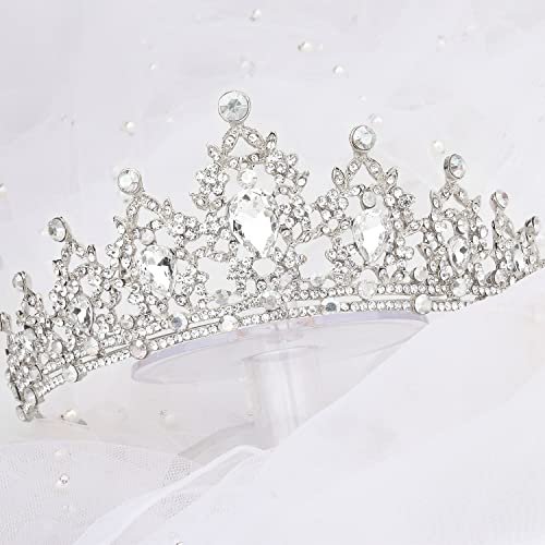 COCIDE srebrne tijare i Krune za žene Kristalna traka za glavu za djevojku Clear Rhinestone Hair Accessories za mladenku vjenčanje