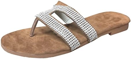 XipCokm papuče za rhinestone za žene Ljetni modni isječak nožni flip floops lagani vanjski ravni slajdovi na plaži Sandale