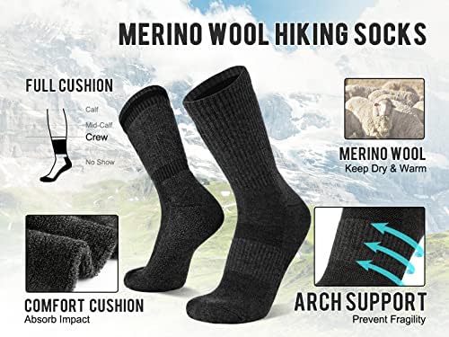 Keecow 3 parove Merino vune planinarske čarape za muškarce i žene Termalne tople jastuke za skijanje trekking vanjski sportski rad
