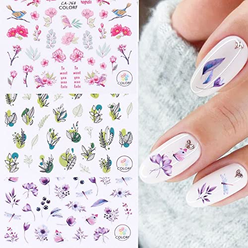 BYBYCD prolećna tema Nails Decals samoljepljiva Moda DIY Nail Art Wraps Slider decals manikir ostavlja leptir Nail Art dekoracija