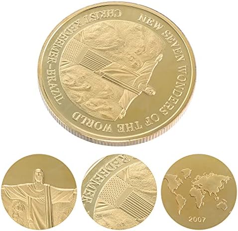 Nuobesty Stari kolekcionarni novčić Sedam čuda svjetske komemorativne kovanice glačalo suvenir kovanica Komemorativni kovanica Kristom