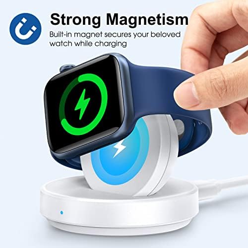 2 paket ZAPOGO prenosiva magnetna priključna stanica za punjenje za Apple Watch, bežično brzo postolje za punjenje sa kablom za punjenje,