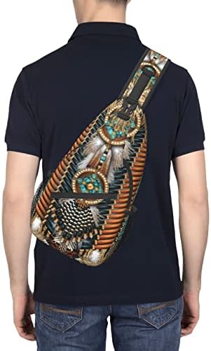 ASYG Native American Art Indian Sling ruksak slatke torbe za grudničke torbe Crossbody Retro ramena torba za muškarce