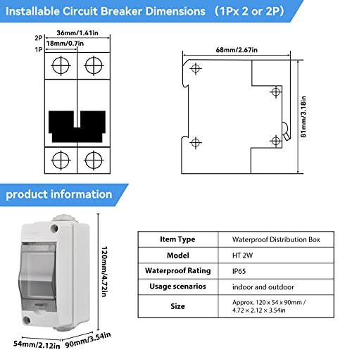 IP65 ABS distributivni okvir, 2 smjerna vodootporna razvodna kutija za distribuciju kruga 2 DIN šipka na otvorenom Razvodna kutija